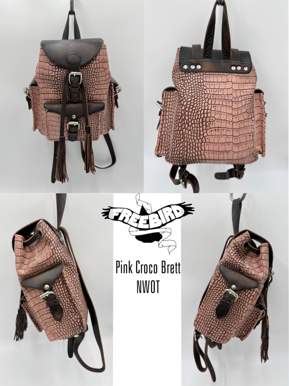 Freebird Pink Croco Brett Backpack